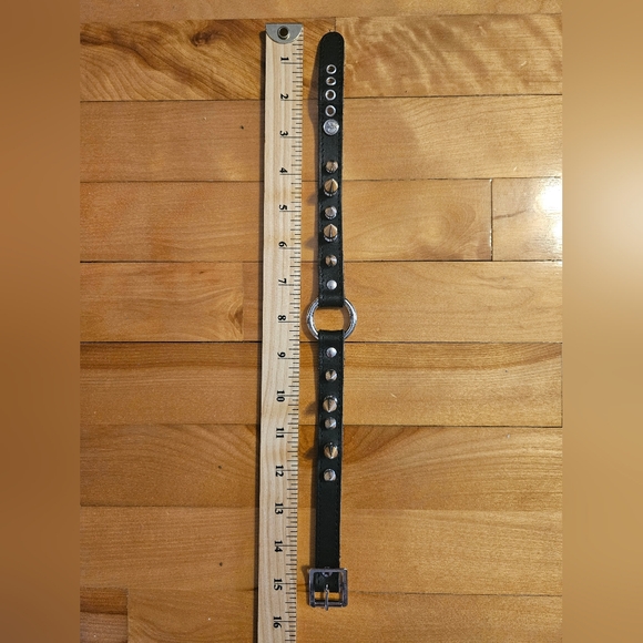 Collar Necklace Leather With Spikes, Ring, Buckle - Picture 11 of 11